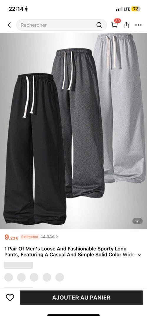 1 Pair Of Men's Loose And Fashionable Sporty Long Pants, Featuring A Casual And Simple Solid Color