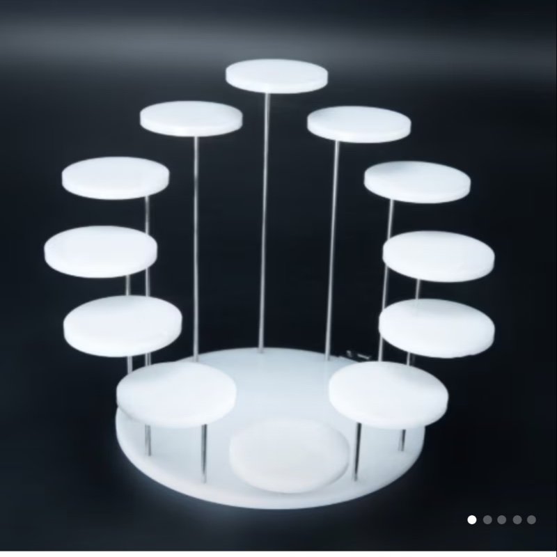 Présentoir transparent en acrylique à 12 niveaux avec base ronde robuste