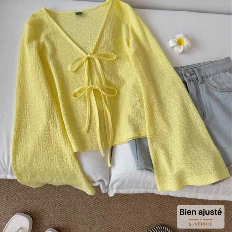 SHEIN LUNE Top ample à manches évasées et nœud devant