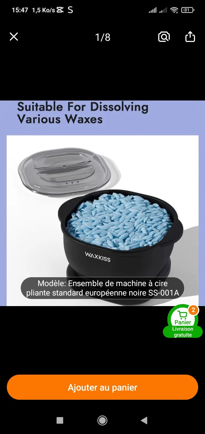 Ensemble de machine à cire pliante standard européenne noire SS-001A