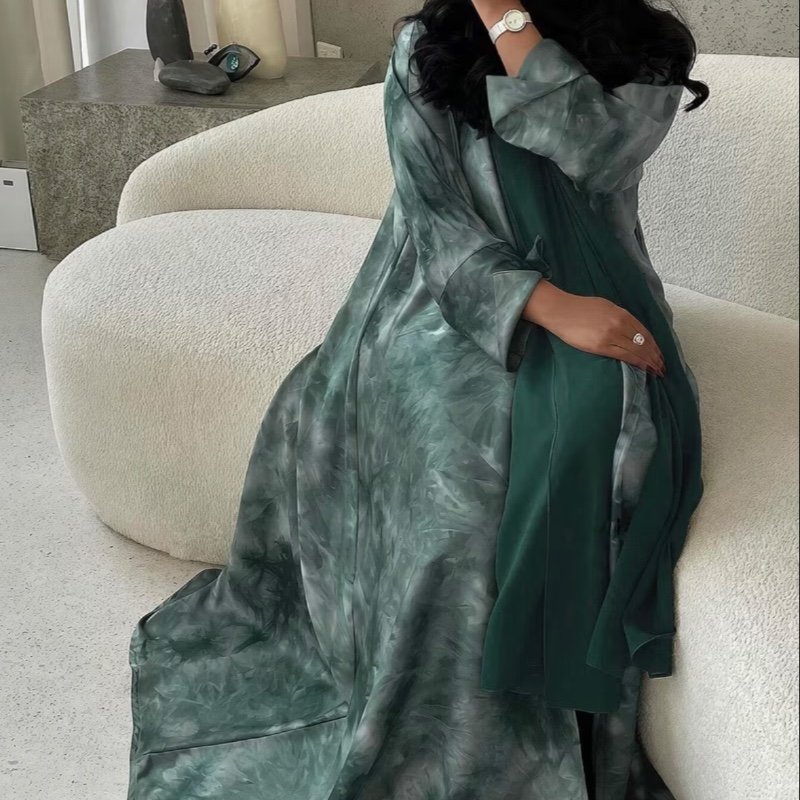 Robe longue ample à rayures et dégradé