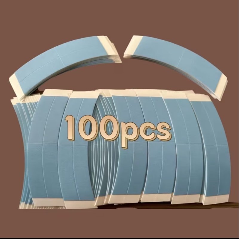100 bandes adhésives doubles faces bleues pour perruques à dentelle et postiches