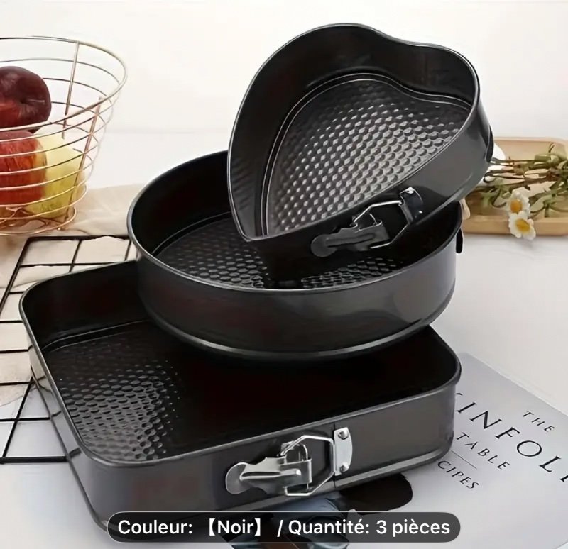 Moules à gâteau en forme de cœur, rond et carré