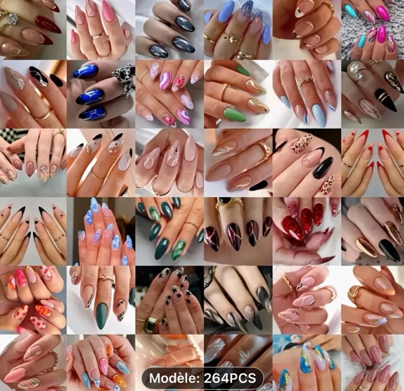 264 pièces 11 Boîtes d'Ongles Aléatoires