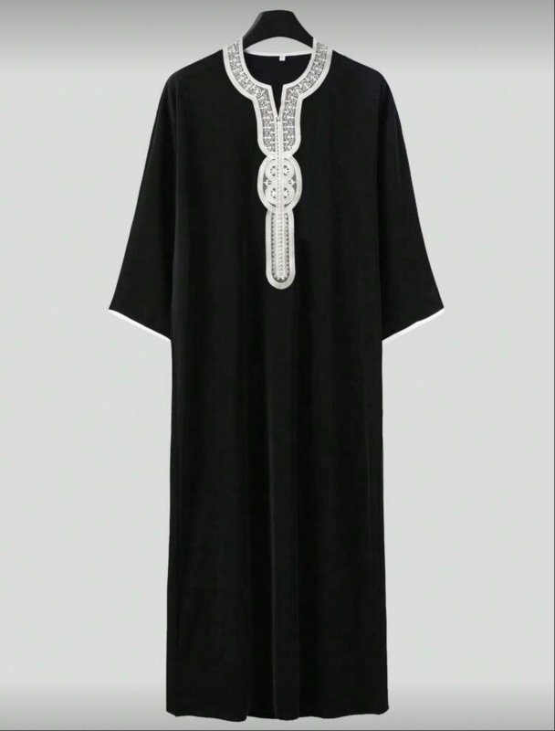 Men's Casual Colorblock Arabic Robe, Spring/Autumn