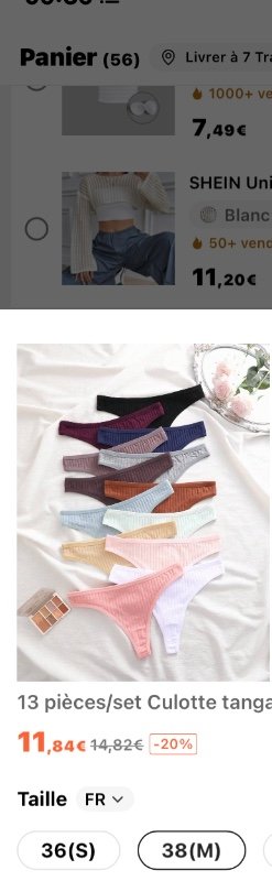 13 pièces/set Culotte tanga confortable à taille basse