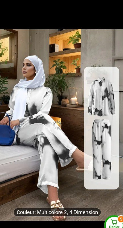 Ensemble Imprimé en Satin 2 Pièce