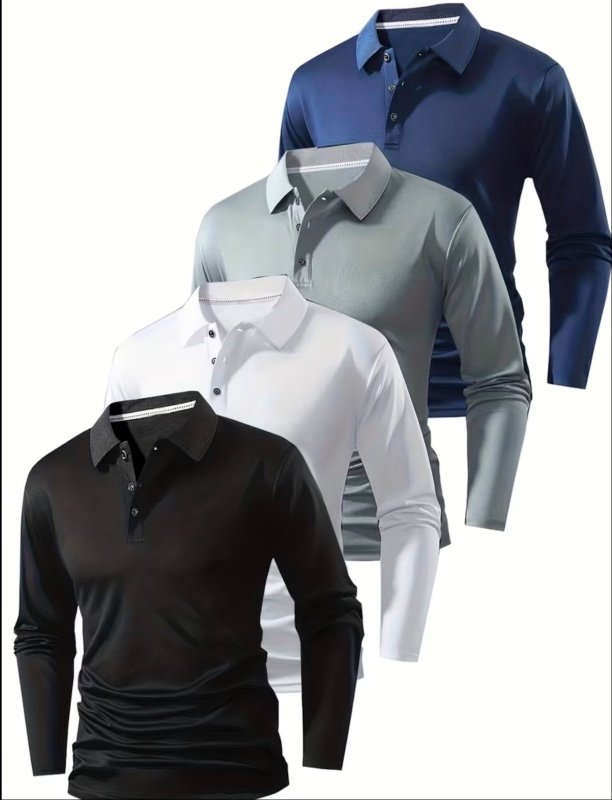 4 pièces Chemises à Manches Longues pour Hommes