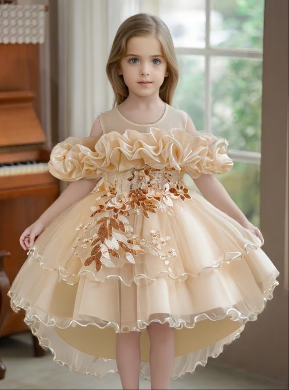 Robe de princesse à volant d'une seule épaule