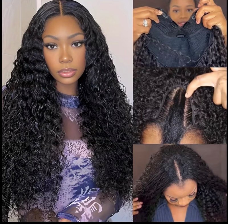 Perruque humaine en forme de V