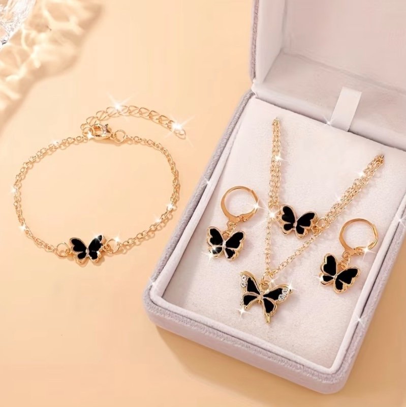 Ensemble de 4 bijoux carrés élégants pour femmes