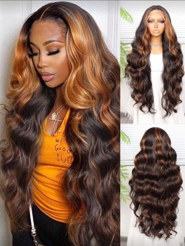 13x4 Lace Front Wigs Glueless Human Blended Hair HD Transparent Lace 200%