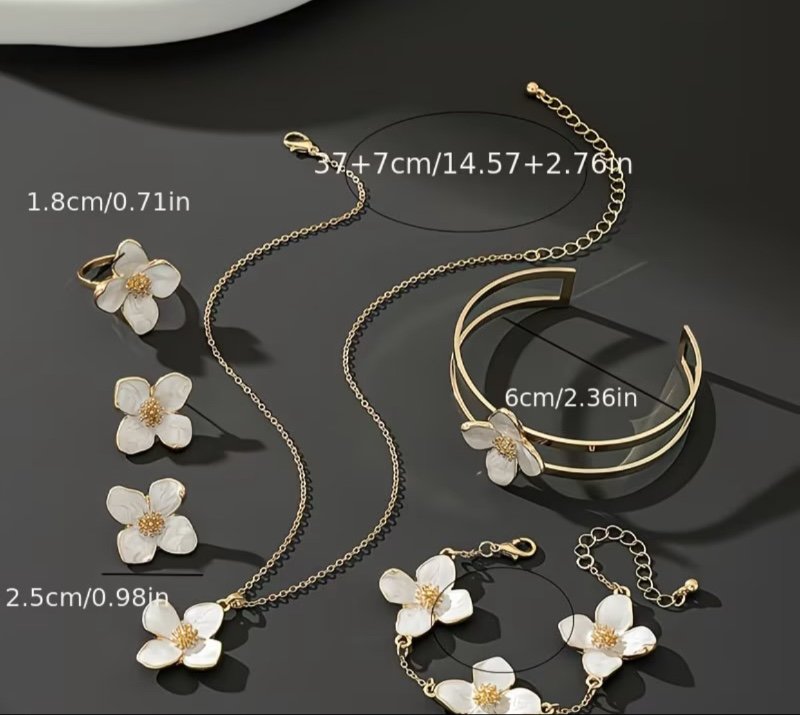 Ensemble de Bijoux Femme en Cinq Pièces : Collier