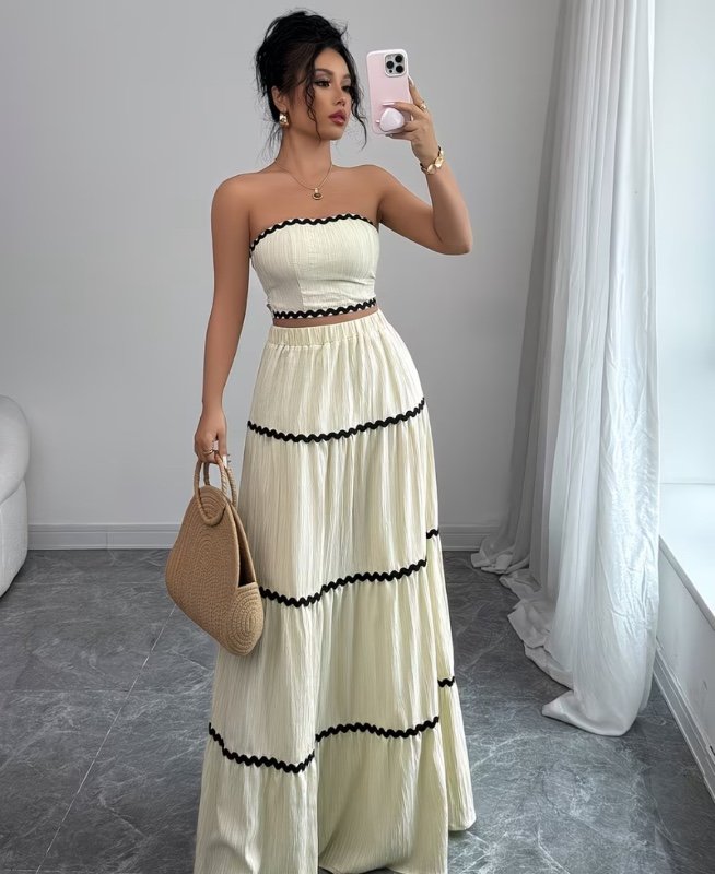 Ensemble élégant deux pièces pour femme : haut court