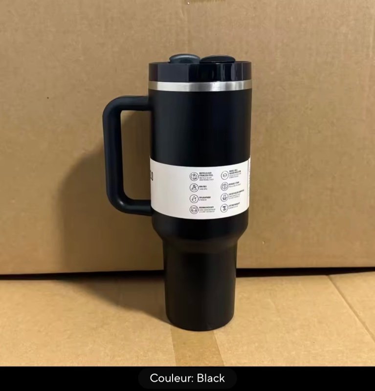 Gobelet isolé en paille à rabat en acier inoxydable de 40OZ