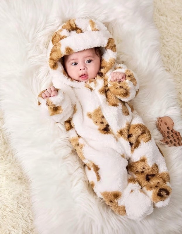 Grenouillère à capuche douillette pour garçons