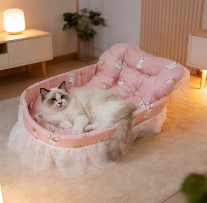 Dentelle Princesse Bateau Nid-Rose Lapin