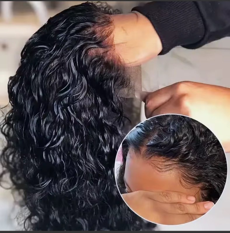 100% cheveux humains bouclés sans colle perruques/12 pouces