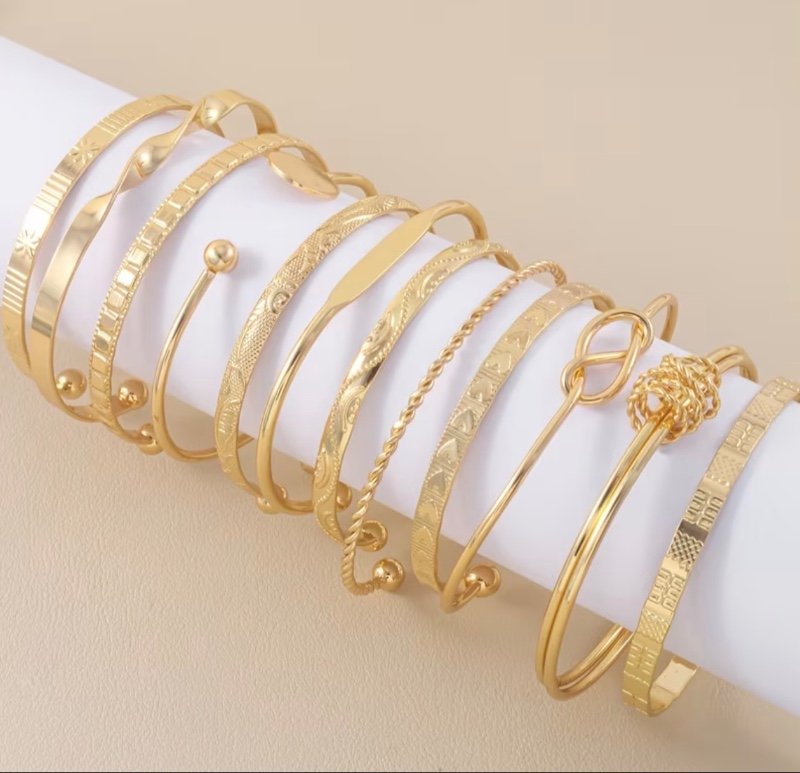 Ensemble de 12 bracelets à motifs imprimés pour femmes