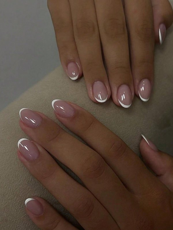 24 pièces Faux ongles blancs français