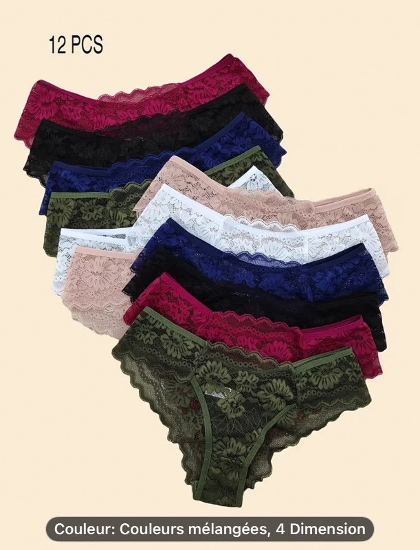 Lot de 12 culottes en dentelle