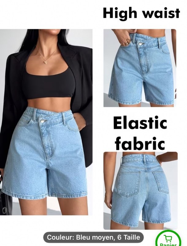 High waist Elastic fabric shorts