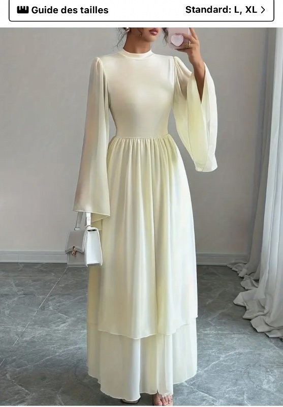 Robe pour femme de style français avec volants, col montant élégant, manches évasées et ceinture ajustée à la taille