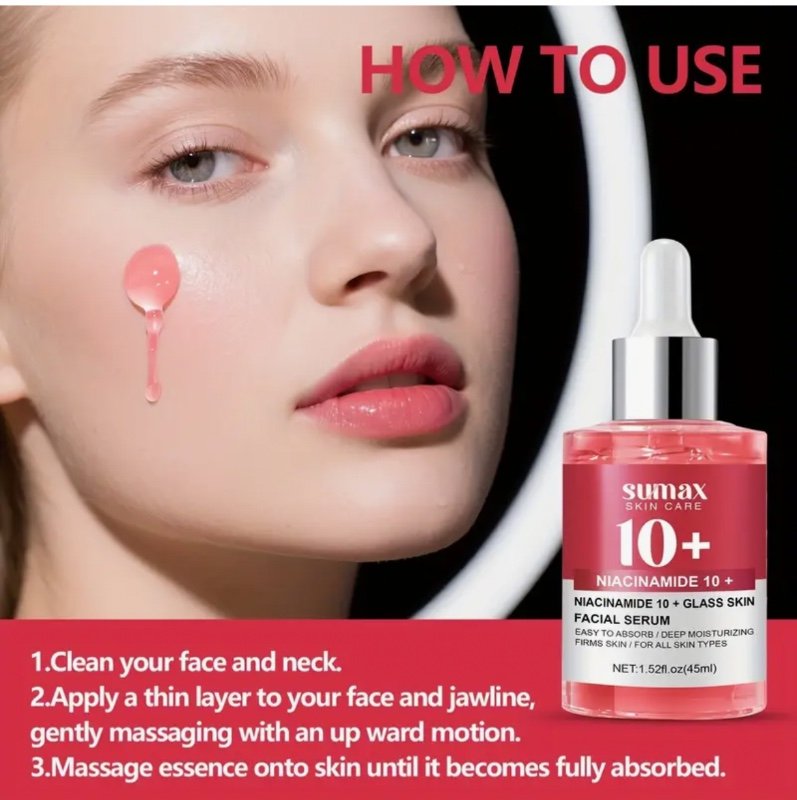 Cette essence faciale Niacinamide 10+ offre une hydratation profonde avec une formule douce, dotée d'une texture légère qui s'absorbe rapidement. Elle aide à réduire les signes de l'âge et convient à tous les types de peau, ce qui en fait un excellent cad