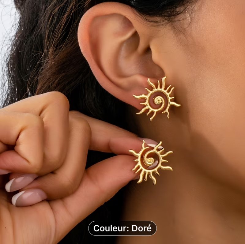 1 Paire de Boucles d'Oreilles Soleil Élégantes, Minimalistes et Tendances pour Femmes - Accessoires Quotidiens ou Vacances Polyvalents, Bijoux Mode Design Chic, Légeres Durables