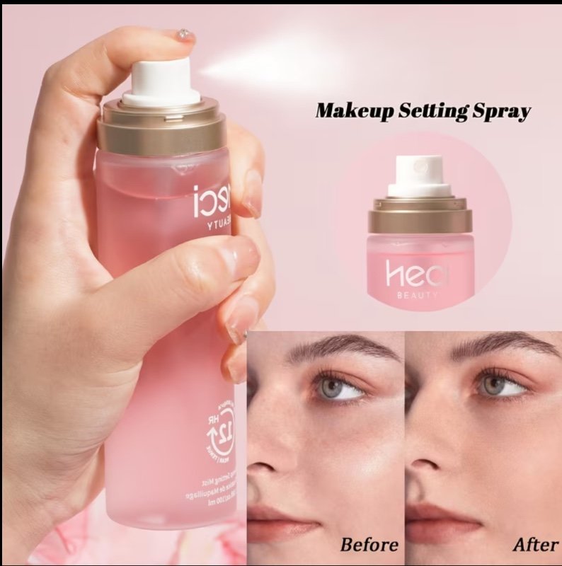 100ml/3,38 fl.oz Spray Fixant Hydratant Floral à l'Extrait de Centella Asiatica & Acide Hyaluronique, Maquillage Longue Tenue, Finition Naturelle Légère, Design à Pompe pour Hydratation Toute la Journée & Tenue -Bavure, Correction Quotidienne du Maquillag