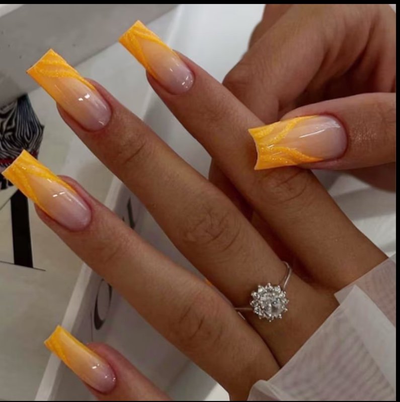 24 Faux Ongles Longs Carrés Simples et Mignons avec Kit de Nail Art