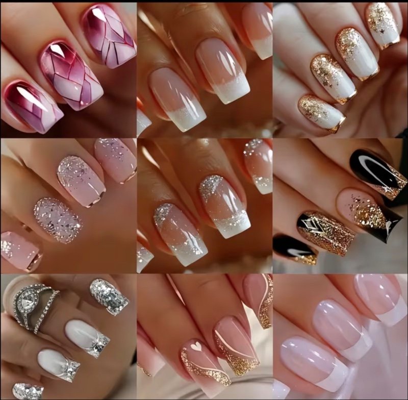 Lot de 96 faux ongles carrés courts d'été blancs de style français à dégradé simple