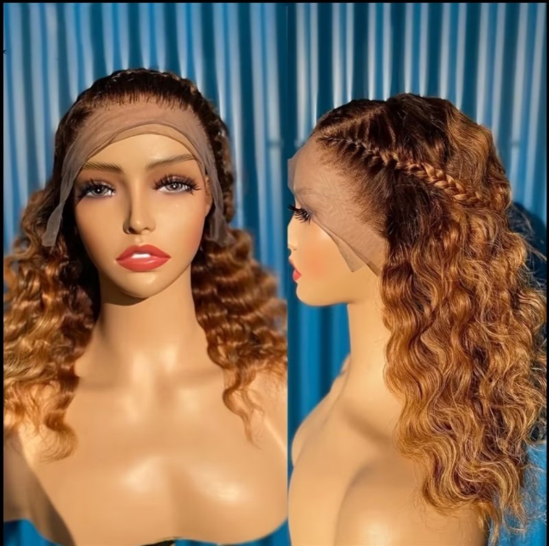 66.04cm Cheveux Synthétiques Ombre Brun Tendre et Bouclés | Postiche Lace Front Densité 180, Adapté aux Femmes, Résistant à la Chaleur, Préalablement Tirés, Usage Quotidien, Marque Happy Club
