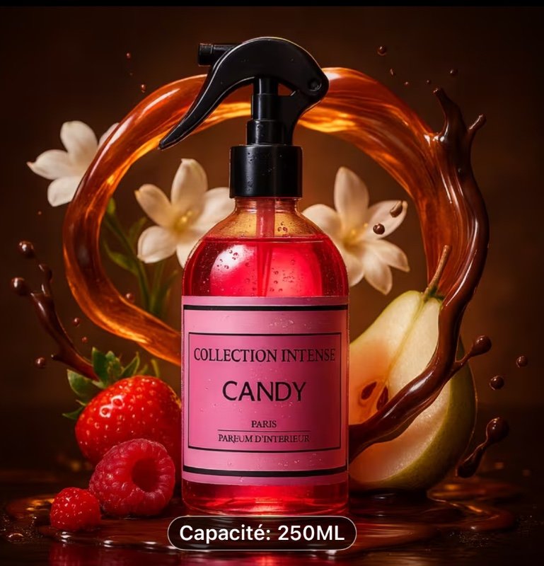 Collection Intense – Candy Parfum d’Intérieur Spray 250 ml | Brume Maison Gourmande Fruits Rouges, Jasmin et Vanille
