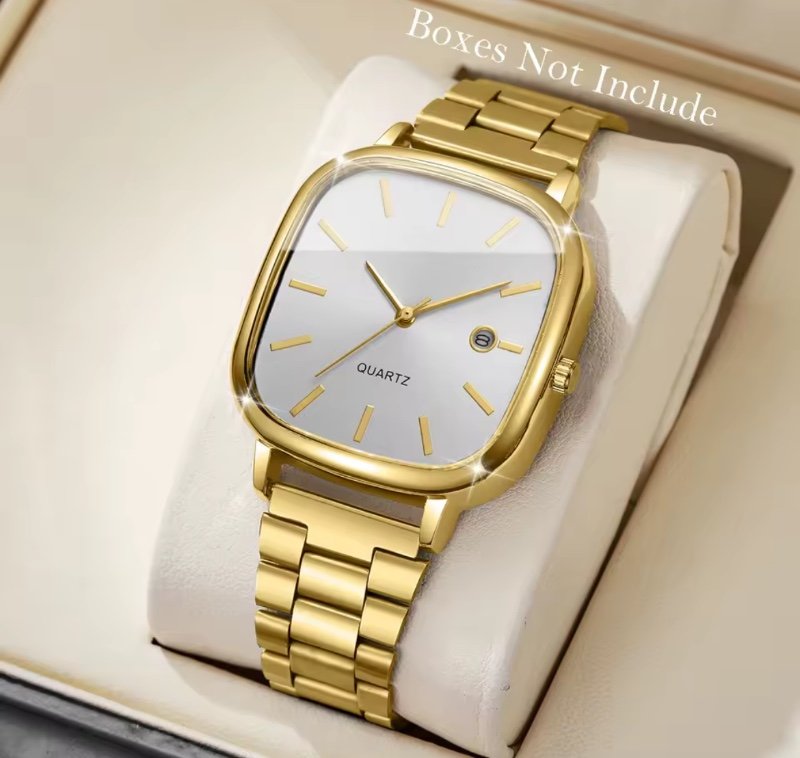 Montres d'affaires carrées  à Quartz avec calendrier analogique, horloge Reloj Hombre (sans boîte)