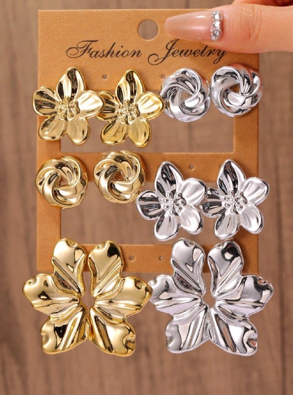 Ensemble de 4 à 12 boucles d'oreilles florales minimalistes, plusieurs puces d'oreilles délicates en forme de fleur, parfaites pour le quotidien ou les soirées