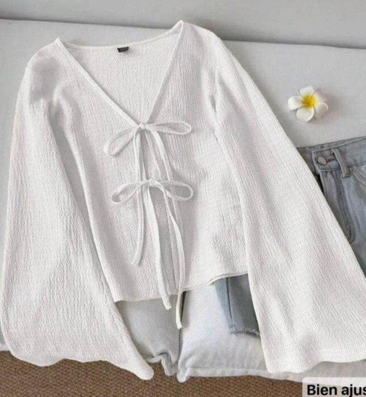 SHEIN LUNE Top décontracté à manches évasées avec nœud