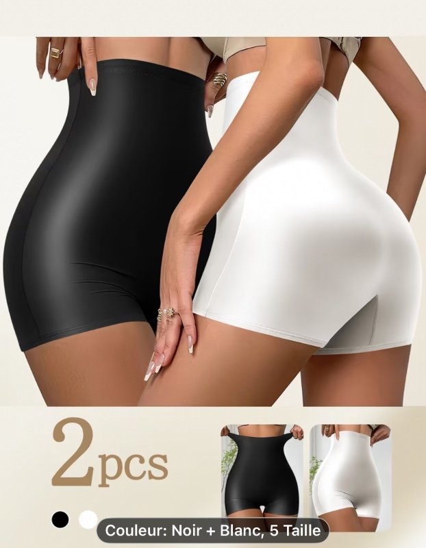 2pcs Boxers Femme Taille Haute Tissu Huilé Mode Confortables et Respirants Usage Quotidien Extérieur Sports Boxers Tissu Couleur Unie, Texture Lisse, Sens Avisé de la Mode