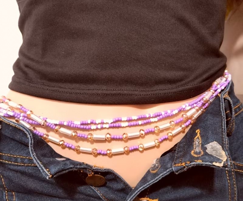Lot de 4 chaînes de taille élastiques perlées de style bohème pour femme - Tube, bijou de corps.