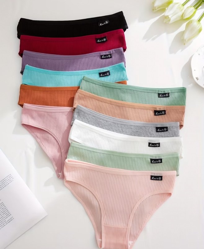 Pack de 12 Culottes Douces Multicolores à Côtes Confortables et Respirantes