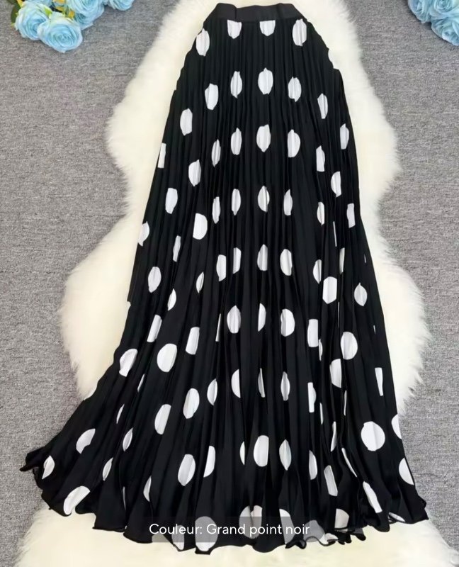 Jupe sirène en satin à pois – Jupe fluide moulante mi-xi taille haute flatteuse pour femme
