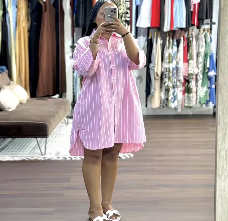 Blouses Femme Mi-longues à Col Rabattu Manches Longues Rayées Style Y2K Streetwear Élégantes Chemises à Empiècements Printemps 2026
