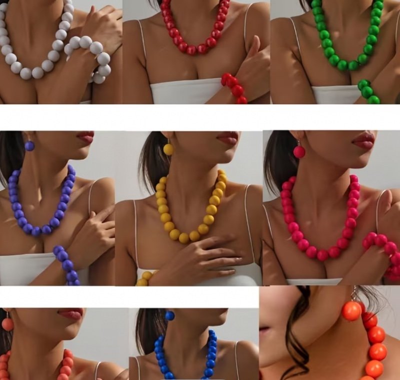 Ensemble 4 pièces style bohème tendance pour femmes : collier, bracelet et boucles d'oreilles combinés, idéal comme cadeau de Noël, d'anniversaire ou pour une fête en famille et entre amis