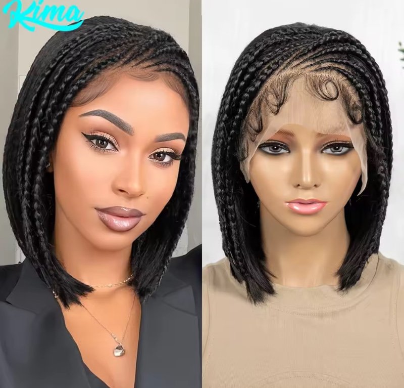 Perruques tressées synthétiques Cornrow, perruque Lace Frontal Wig lisse 13x4 avec cloison de cheveux de bébé, conception tressée pour femmes noires