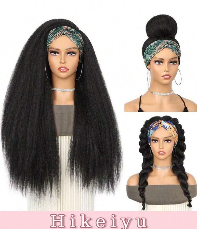 Perruque synthétique premium avec bandeau, cheveux raides de 71 cm (28 pouces), effet volumineux, sans colle ni dentelle. Facile à porter, ultra douce et duveteuse, très naturelle et légère, confortable et durable.