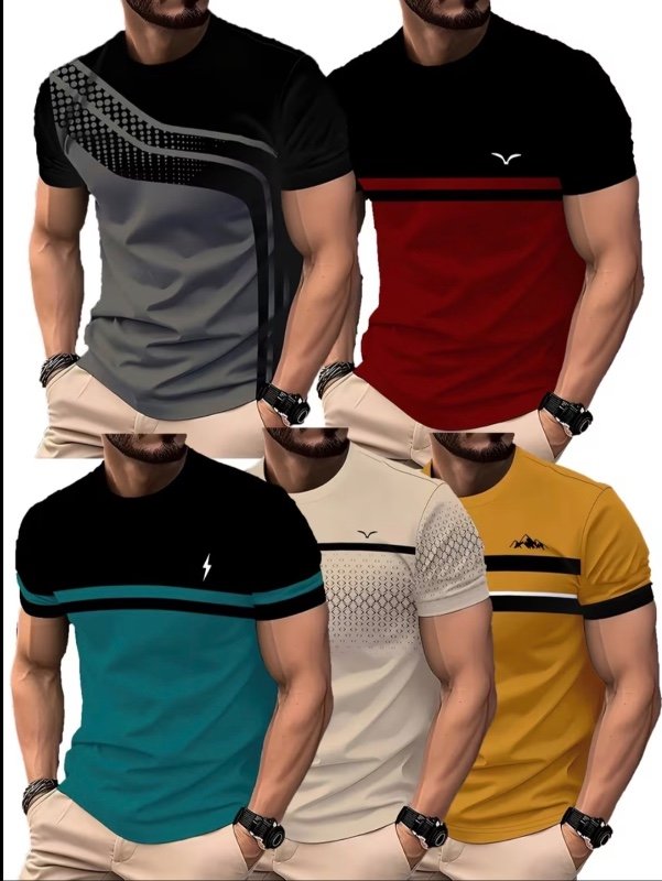 Ensemble de 5 T-shirts à manches courtes pour hommes