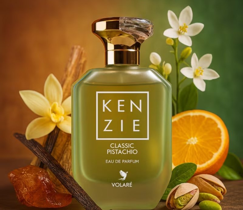 Volaré Kenzie Classic Pistachio 100 ml Eau de Parfum Unisexe – Parfum Gourmand Pistache Agrumes Vanille Jasmin Longue Tenue