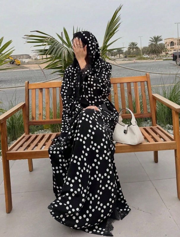 Ensemble 2 pièces : Hijab + Abaya ouverte, cardigan hijab à imprimé floral islamique modéré de style Dubaï, idéal pour le quotidien, les accessoires