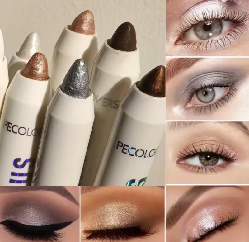 Bâton de fard à paupières monochrome, gris, marron, blanc, longue durée, nacré, paillettes, stylo surligneur éclaircissant, 1 pièce