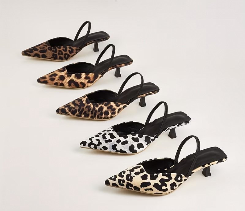 Escarpins Élégants et Confortables pour Femmes, Talons Hauts à Bout Pointu avec Bandeau Dos Léopard, Chaussures de Soirée  et Nouveau Modèle